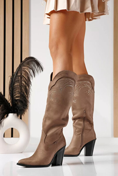 Zaira Ciocate dama captusite khaki din piele ecologica intoarsa Tania #22942 ...