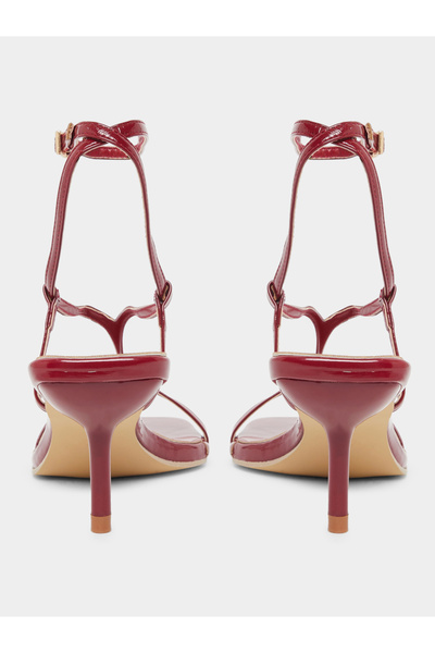 Styli Burgundy Strappy Stiletto Heel Sandals
