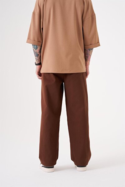 Machinist Oversized Gabardine Elastic Trousers Brown