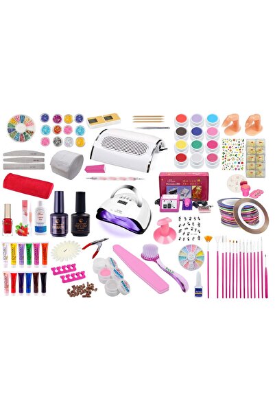 SELA Kit gel unghii false nr. 25, lampă UV, 1609 bucăți,