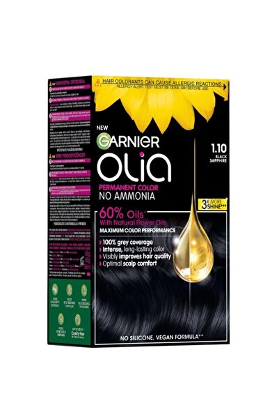 Garnier Set of 2 x Olia Ammonia-Free Permanent Hair Dye 1.10 Black Sapphire, 174 ml