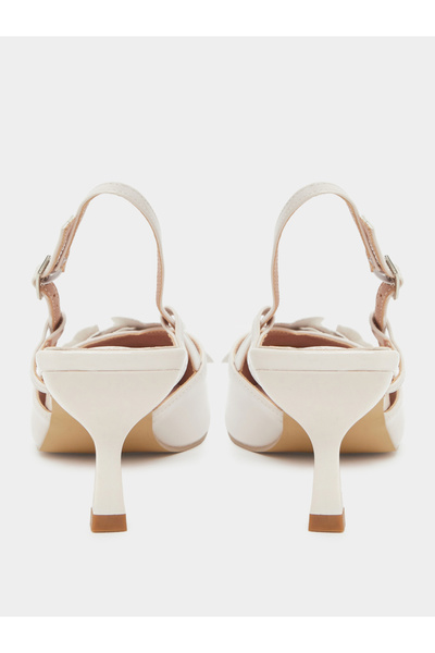Styli White Floral Slingback Kitten Heel Sandals