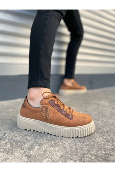 Joy Ayakkabı JY502 Bold Bağcıklı Süet Erkek Günlük Sneaker Ayakkabı SKT - Taba