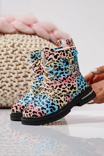 Zaira Girls' blue fur-lined boots made of eco-leather Iris #23139 - 32