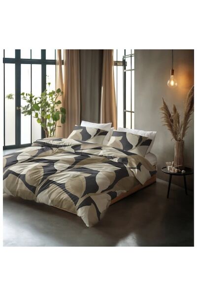 Sleeptime Pure Graphic Garden Anthracite Bed Linen 200 x 200/220 cm (100% Cotton)
