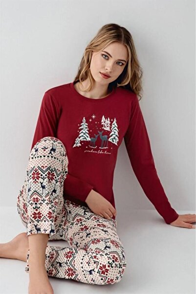 Arnetta 100% Cotton Crew Neck Plaid Pajama Set