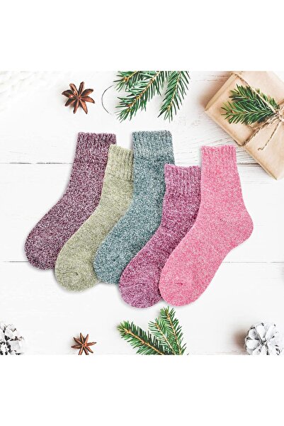 Generic 5 Pairs Women Wool Socks Thick Thermal Winter Warm Crew Boot Hiking Soft Knit Cozy Gift Set