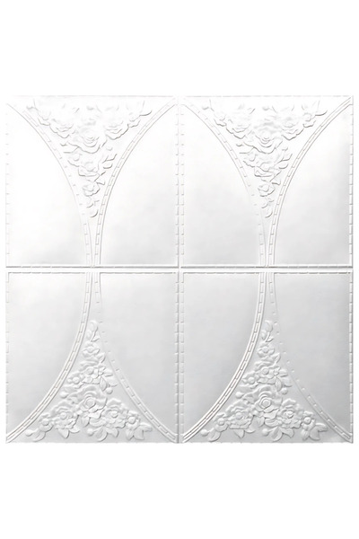 SDEPOT Set de 40 plăci de tapet S DEPOT®, grosime 3 mm, dimensiuni 70x70 cm, model floral elegant, alb