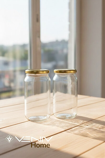 VENİV 2 pieces 1000 ml glass jar + 2 pieces lid