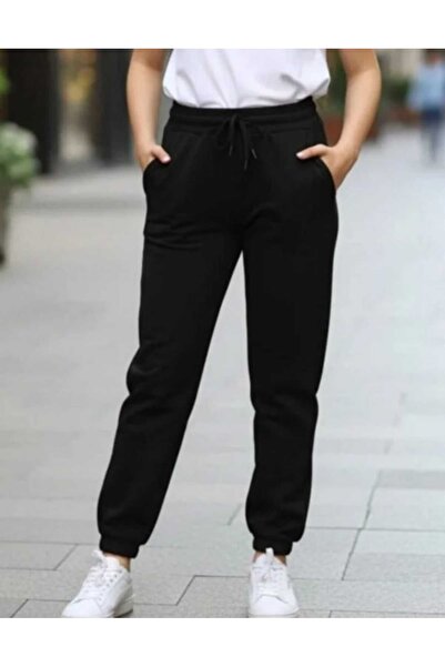 AZRA ÇOCUK GİYİM Children's Trackpants Thick Fleece 3-Ply Black Color Daily S...