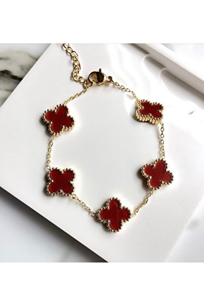 AKSESUARALDIK سوار بتصميم أنيق بنقشة الزهور باللون العنابي