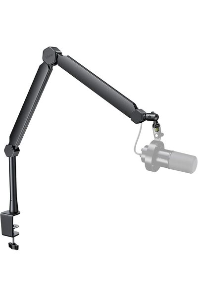 Fifine BM66T Mic Boom Arm - Adjustable Metal Microphone Stand with Cable Management & Extension Tube