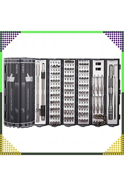 Optim Solution 128-in-1 Precision Screwdriver Set with Magnetic Bits, Durable Steel, Black