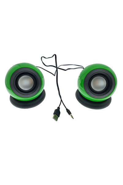 OEM Stereo speakers 2.0, Globe design, 2x 3W, USB power supply, 3.5mm jack connection, green