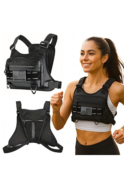 Optim Solution Tactical Sport Waist Bag for Running, Military Chest Bag, Anti-theft, 600D Nylon, 9L, Black