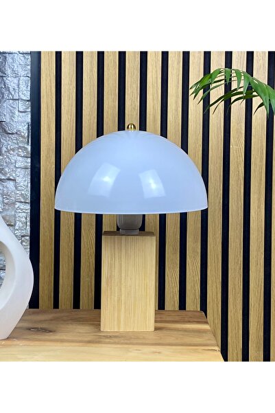 Decodelight Wooden Natural Log Leg Black and White Mushroom Model Metal Hat L...
