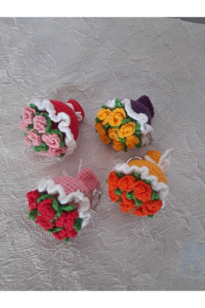 evim oyuncak dünyası Çiçek anahtarlık organik amigurumi