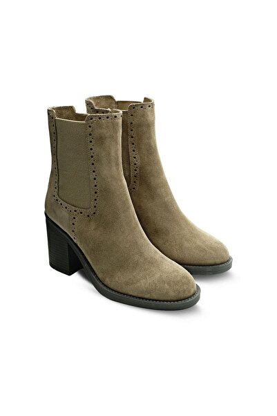 Vario Genuine Suede Leather Zippered Boots Z600 Yarma Suet Ardesia C62 (Split Suede Mink C62)