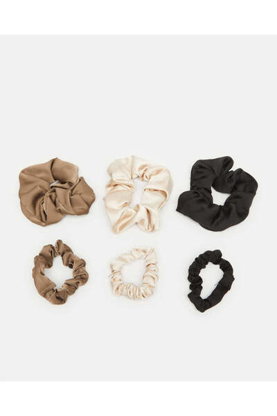 REDTAG Women Assorted Embellished Scrunchy Set (6 Piece)