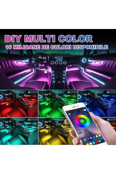 Reflection Vision Car Ambient Light LED RGB 8m Bluetooth App Control Multicolor