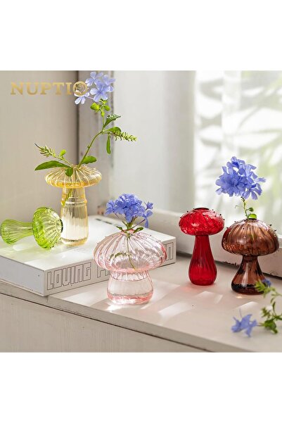 NUPTIO Mushroom Glass Vase Set of 5 (Colored)