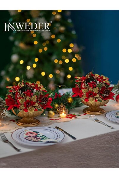 Inweder Vintage Gold Compote Bowl Vases: 2 Pcs Trumpet Vase Urns for Centerpieces, Party & Event Decor