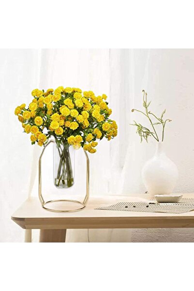Khazna Glass Flower Vase with Gold Metal Frame – Test Tube Vase