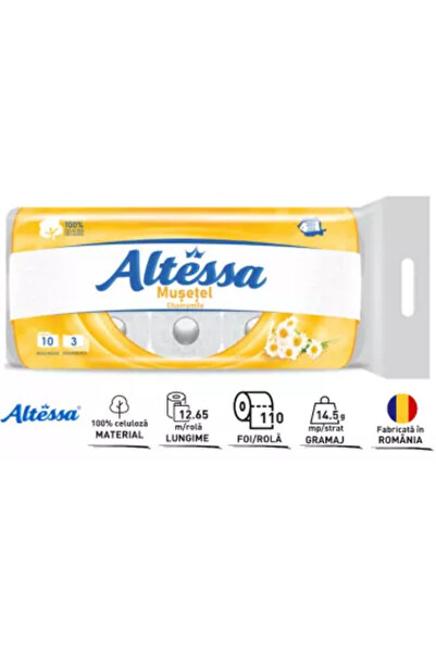 Altesse Hârtie igienică ALTESSA cu mușețel, 3 straturi, set de 10 role