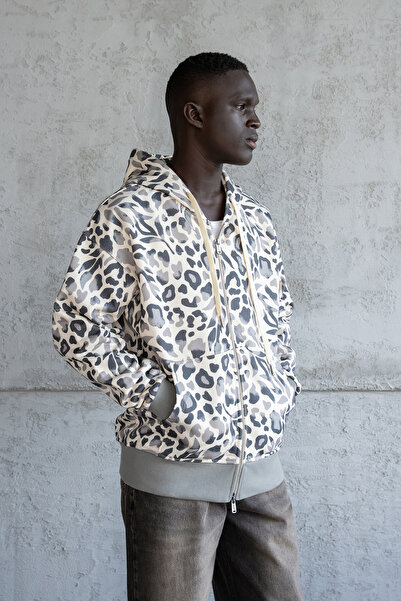 Machinist Hanorac cu fermoar pentru bărbați, cu model, kaki