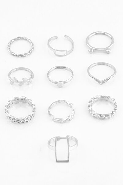 Sortie Aksesuar Karma Figürlü Değişken Model 8'Li Boyu Ayarlanabilir ve Eklem Kombin Yüzük Seti