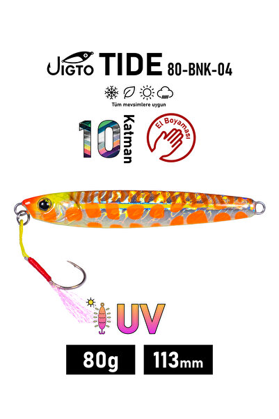 JIGTO Jig, Zoka, Suni Yem, UV Metal Jig, 80Gr 11cm Tide 80-BNK-04
