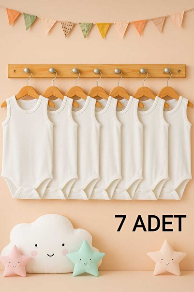 enmodaiçgiyim 7 Adet %100 Pamuklu Kolsuz Bebek Zıbın-1.Kalite,Yumuşak Dokulu ...