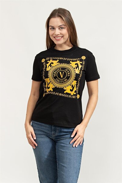 VERSACE JEANS COUTURE Kadın Bisiklet Yaka T-Shirt
