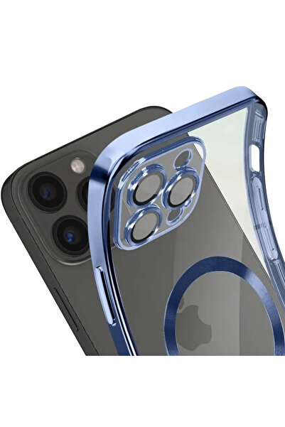 Apple Plating Case for iPhone 13 Pro Max - silicone with MagSafe, Slim, Transparent | Blue