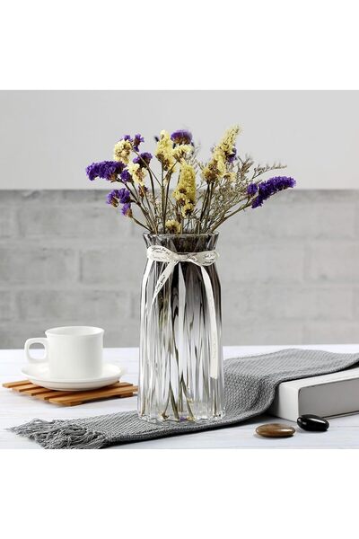 Generic 2 PCS Glass Vase Gradient Grey - Modern Large Flower Vase for Weddings, Dining Table, Home Decor