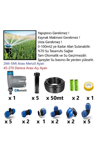 ERMAK Hunter Otomatik Çim Sulama Mp Rotator Fiskiye (sprey X 5) Seti-pilli Za...