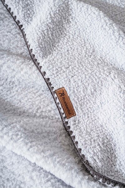Rivaİstanbul Light Gray Valencia Sherpa Double Plush Blanket