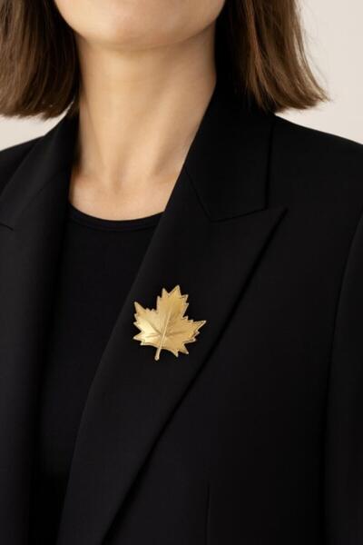 New Obsessions Altın Sonbahar Yaprağı Broş Yaka iğnesi