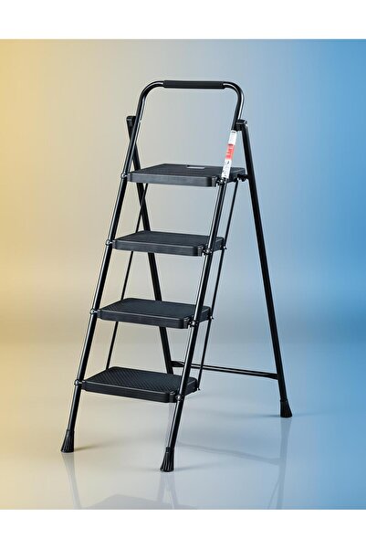 HİS YAPI 4 Geniş Basamaklı Özel Tasarım Siyah Merdiven