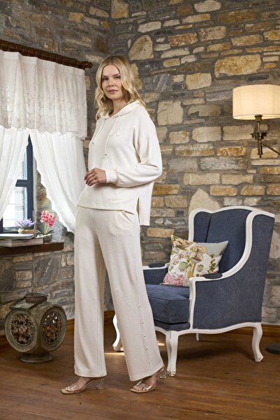 Cossy By Aqua cu glugă Set pijama Stone cu imprimeu CossybyAqua 26252-42 - CREAM