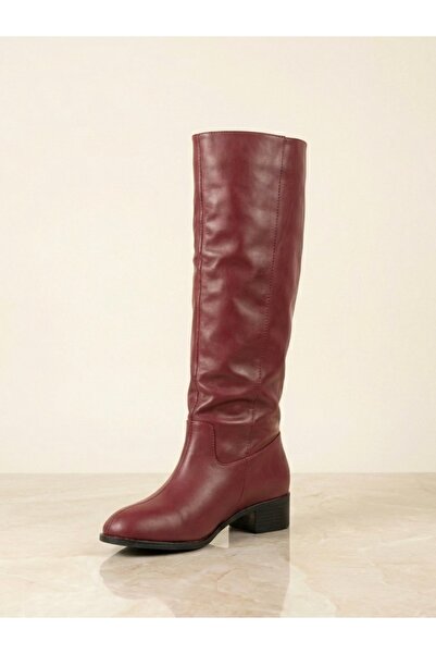 LOVE SHINE Royal Uzun Çizme Büyük Numara Kısa Topuklu