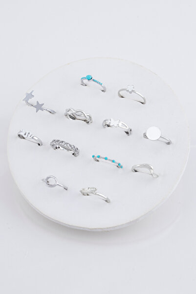 Sortie Aksesuar Karma Figürlü Değişken Model 6'lı Boyu Ayarlanabilir ve Eklem Kombin Yüzük Seti