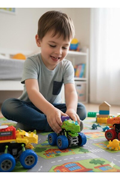 Anne&Bebek Dinosaur Cars with Sound, Lights and Slip and Slip