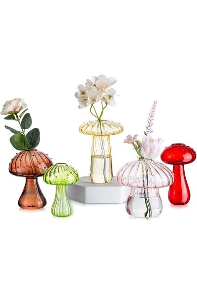 NUPTIO Mushroom Glass Vase Set of 5 (Colored)