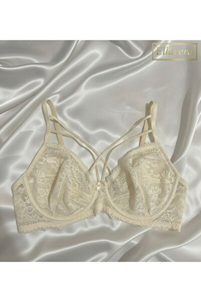 Fabony Ellavera 3120 İpli Model Basic Dantelli Balenli Bralet Sütyen Ekru