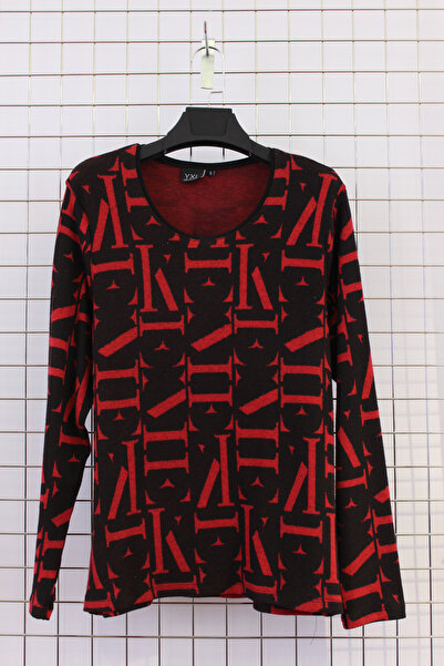 YXL COLLECTION Women's Plus Size Stretch Fabric Crew Neck Letter Pattern Soft Sweater Mom Blouse