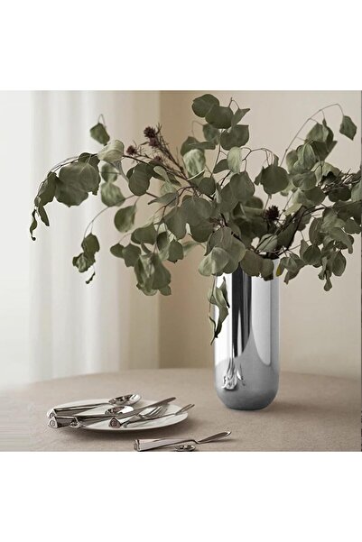 Omabeta 1PCS Metal Stainless Steel Vase, 9.1 x 3.9 in, Silver