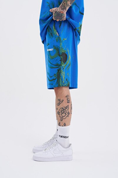 Machinist Men's Abstract Shorts Light Blue