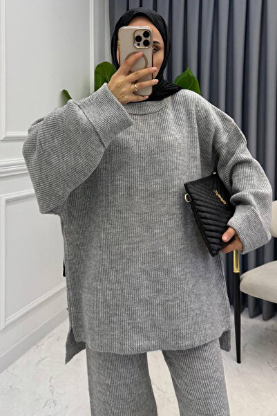 My Blog Gray Thessaloniki Knitted Sweater Set - 4587