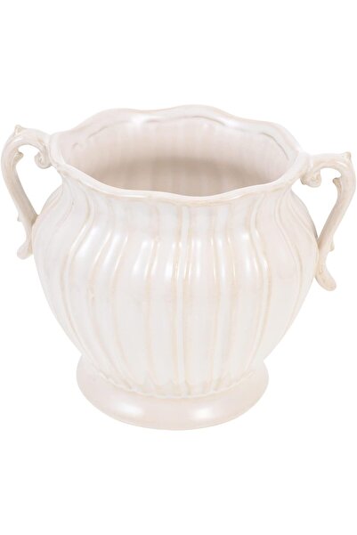 Yardwe مزهرية سيراميك بيضاء ريفية - ديكور طاولة على شكل إبريق فرنسي
